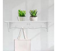 LiebeWH Étagère Murale Sculptée Blanche avec Patères, Présentoir Composite Bois-Plastique pour Chambre à Coucher et Décoration de la Maison