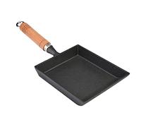 LiebeWH Poêle à œufs, Poêle à Omelette, Marmite Tamagoyaki en Fonte, 37 X 15,5 Cm, Manche en Bois, Mini pour œufs, Crêpes, Tamagoyaki sur Gaz Céramique Halogène Induction