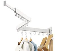 LIENAHU Drying Rack, Wall Mounted Clothes Rack, Aluminum, 220lbs Capacity, Foldable, White