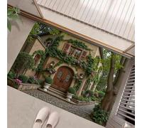 Lierre Italien Paillasson Lavable pour l'intérieur - Poils Courts - Architecture Urbaine - 45 x 75 cm - Antibactérien pour Porte d'entrée Patio Couloir, Vert