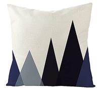 Lieson Coussin 40x40, Housse de Coussin Imprimé Noir Bleu Foncé Housse Coussin Exterieur Motif Motif Montagne Triangulaire, Taies D'Oreillers Lin
