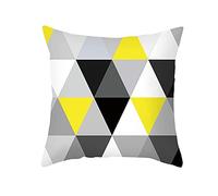 Lieson Coussin 45x45, Coussins Decoratifs Jaune Gris Noir Housse Coussin Exterieur Motif Motif Geometrique Triangulaire, Polyester