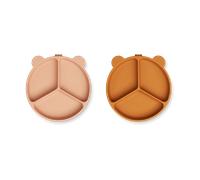 Liewood Assiette compartimentée Stacy Lot de 2 Mustard-tuscany rose mix