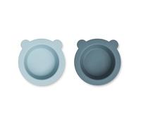 Liewood Bol avec ventouse Peony Ø16 cm lot de 2 Sea blue-Whale blue