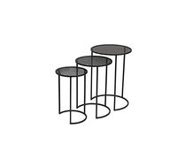 LIFA LIVING Lot de 3 Table Basse gigogne, Table Basse de Salon, Petite Table Scandinave en métal Noir, Capacité Max de 2.3Kg, 25x25x40cm 30x30x45cm 35x35x50cm