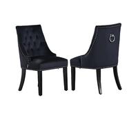 Life Interiors Chaises Windsor Lot de 2 - Velours Noir