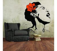 Life is Beautiful Autocollant mural Motif femme chantante Banksy 17,8 x 20,3 cm