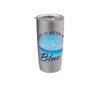 Life is better in Blue Sea Summer Sentiments Beach Vacances Gobelet isotherme en acier inoxydable double paroi