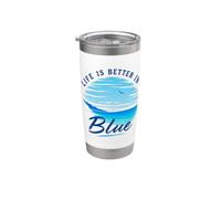 Life is better in Blue Sea Summer Sentiments Beach Vacances Gobelet isotherme en acier inoxydable double paroi