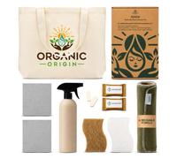 Lifecircle Organic Origin Kit de nettoyage de cuisine 14 pièces - Torchons suédois, éponge à vaisselle, éponges de cuisine, serviettes en papier réutilisables, tablettes nettoyantes tout usage, flacon