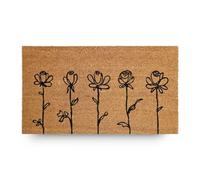 LifeGreen Paillasson Kera Flowers avec Fibres de Noix de Coco, Tapis Anti-salissure pour entrée rectangulaire, 40 x 70 cm, Fond en Latex antidérapant - Impression 5 Fleurs