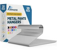 LifeMaster Lot de 20 cintres antidérapants en métal Robuste pour Pantalons, Jeans, Pantalons, couvertures, nappes, organiseurs de Placard avec Housse en Caoutchouc (Blanc)
