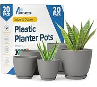 Lifemaster Lot de 20 Pots de Fleurs en Plastique avec Trous de Drainage - Légers, durables et Peu encombrants - pour intérieur et extérieur - Fonctionnalité Polyvalente - Design Simple et Moderne -