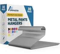LifeMaster Lot de 30 cintres antidérapants en métal pour Pantalons, Jeans, couvertures, nappes - Organisez Votre Placard avec des cintres antidérapants