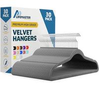 LifeMaster Lot de 30 cintres antidérapants en Velours - Ensemble de cintres Robustes avec Crochet pivotant à 360°, Gain de Place, Design élégant, Garde Le Placard organisé, Finition Velours Lisse,