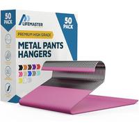 Lifemaster Lot de 50 cintres en métal antidérapants et élégants pour Pantalons, couvertures et Jeans avec extrémité Ouverte - Rose