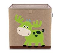 LIFENEY 833096 Boîte de rangement cerf, Coffre à jouet, Feutre, Polyester, Effet lin, Coloré, Brun, 33 x 33 x 33 cm