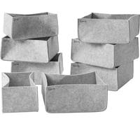 Lifeney Boîte de rangement Set de 8 organisateurs de placard de la série Organize your closet Pour un espace de rangement & de l'ordre dans le placard 6x 12x27x25 cm & 2x 12x27x15 cm, Matière : feutre