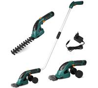 LIFERUN 2en1 Cisaille à Gazon 7.2V, Coupe Bordure sans Fil,Tondeuse à Gazon | Taille Haies sans Fil, Manche Long Télescopique Détachable, 2 Types de Lames, Chargeur, pour Couper Gazon/Buisson/Haie