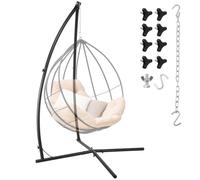 LIFERUN Cadre pour fauteuil suspendu noir robuste en métal au design X - Support mobile pour chaise suspendue et balançoire suspendue dans le jardin, le balcon et le salon - Charge maximale : 150 kg
