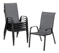 LIFERUN Chaises de jardin, chaise empilable, camping, chaise à dossier haut empilable, chaise de terrasse, textile, cadre en acier pour jardins, cours intérieures, balcons, restaurants 150 kg