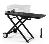 LIFERUN Chariot de Barbecue Pliable avec 2 Roues,Table Pliante Portable avec Tablette Latérale Amovible,Support Stable de Cuisson d'Extérieur pour Plancha,pour Camping,Jardin,Terrasse,102x39cm,Noir