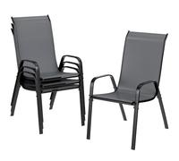 LIFERUN Lot de 4 chaises de jardin empilables avec dossier haut et