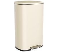 LIFERUN Poubelle 50 l en acier inoxydable Beige sable | Grande poubelle à pédale avec couvercle, poubelle à pédale à fermeture douce, seau intérieur amovible, isolation des odeurs