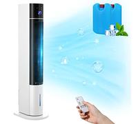 LIFERUN Ventilateur Refroidisseur Tour de 104 cm Avec Télécommande, 4 en 1 Avec Refroidissement, Humidification de Nettoyage, Minuterie 12 Heures, Silencieux pour Chambre à Coucher, Salon, Blanc