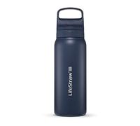 LifeStraw Go Series - Gourde filtrante en inox 700ml pour les voyages et l’utilisation quotidienne. Élimine les bactéries, les parasites et microplastiques, améliore le goût, Aegean Sea (bleu)
