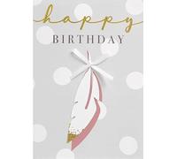 Lifestyle Carte d'anniversaire Motif plume et nœud 11,6 x 16,6 cm