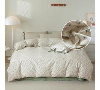 LifeTB Housse de Couette Style Vintage pour Grand lit, 100% Coton, imprimé Floral Vert, Parure de lit Cottagecore avec 2 taies d'oreiller à nœud Papillon