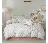 LifeTB Parure de lit 3 pièces en Coton Cottagecore avec Housse de Couette à Motif Floral Rose Chic avec Fermeture éclair Style Vintage pour Grand lit
