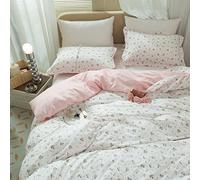 LifeTB Parure de lit légère et douce en coton avec housse de couette et 2 taies d'oreiller, motif floral de jardin chic pour fille, 1 housse de couette et 2 taies d'oreiller, lit double (203,2 x 228,6