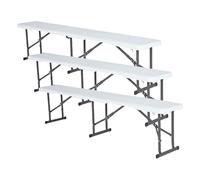 LIFETIME Banc Pliable Blanc Granite 182,8 x 29,2 x 42,1 cm 80305 (Lot de 3)