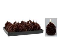 Home & Styling Collection Koopman International B.V - Bougie LED Pomme DE PIN 6H 10X10X13CM Marron