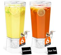 Lifewit 6L Distributeur de Boisson avec Robinet, Jarre Cocktail en Plastique, Fontaine Cocktail Glacées avec Support pour Jus, Limonade, Soda et Thé, Lot de 2 (en 1 Paquet)