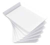 Lifewit Barquette Plastique pour Buffet Cuisine, Blanc Plateau de Service Decoration, Plateaux Reutilisable Rectangulaire sans BPA, Présentoirs à Gâteau, Charcuterie, Fruit, Lot de 6, 34.3x24cm