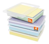 Lifewit Boite de Rangement A4 avec Couvercle, 5L Boite Rangement Document Papier, Boite Archives Carton Plastique, Boîtes de Stockage, Caisse de Rangement, 32 x 23 cm, Transparent, 4 Pièces