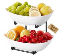 Lifewit Corbeille a Fruit, Panier a Fruit avec 2 Bols de Fruits, Porte Fruits avec Support en Métal, Rangement Legumes Cuisine, Presentoir Aperitif Buffet pour Décoration Cuisine, 28 x 35 cm, Noir