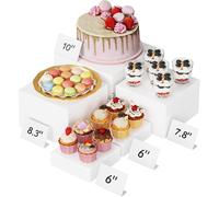 Lifewit Cube Presentoir Buffet, Présentoir Aperitif Buffet en Plastique, Supports pour Cupcakes pour Buffets, Mariages, Fêtes, Blanc, Lot de 5 (16/18/20/21/25 cm)