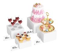 Lifewit Cube Presentoir Buffet, Présentoir Aperitif Buffet en Plastique, Supports pour Cupcakes pour Buffets, Mariages, Fêtes, Blanc, Lot de 4 (18/20/21/25 cm)