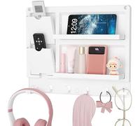 Lifewit Étagère Flottante de Chevet, étagères murales adhésives pour Ranger Lunettes, téléphone, écouteurs, Cordons de Recharge, télécommande TV, indispensables pour Chambre d'étudiant, Blanc