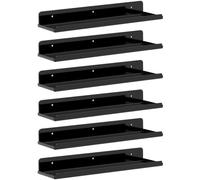 Lifewit Étagères Flottantes Murales, Lot de 6 en Acrylique Noir de 38 cm, Décoration d'Intérieur pour Livres/Disques Vinyle/Photos dans la Chambre, Le Salon, la Cuisine, Rangement et Organisation