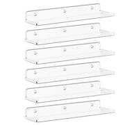 Lifewit Étagères Flottantes Murales, Lot de 6 en Acrylique Transparent de 38 cm, Décoration d'Intérieur pour Livres/Disques Vinyle/Photos dans la Chambre,Le Salon,la Cuisine,Rangement et Organisation