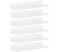 Lifewit Étagères Flottantes Murales, Lot de 6 en Plastique Blanc de 38 cm, Décoration d'Intérieur pour Livres/Disques Vinyle/Photos dans la Chambre, Le Salon, la Cuisine, Rangement et Organisation