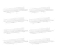 Lifewit Étagères Flottantes Murales, Lot de 8 en Acrylique Blanc de 38 cm, Décoration d'Intérieur pour Livres/Disques Vinyle/Photos dans la Chambre, Le Salon, la Cuisine, Rangement et Organisation