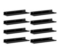 Lifewit Étagères Flottantes Murales, Lot de 8 en Acrylique Noir de 38 cm, Décoration d'Intérieur pour Livres/Disques Vinyle/Photos dans la Chambre, Le Salon, la Cuisine, Rangement et Organisation