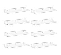 Lifewit Étagères Flottantes Murales, Lot de 8 en Acrylique transparent de 38 cm, Décoration d'Intérieur pour Livres/Disques Vinyle/Photos dans la Chambre,le Salon,la Cuisine,Rangement et Organisation