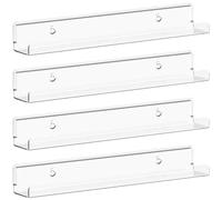 Lifewit Étagères Flottantes pour Disques Vinyles, Lot de 4 Étagères Murales en Acrylique Clair 30 cm, Décoration pour Livres/Photos/Maquillage, Chambre, Salon, Salle de Bain, Rangement et Organisation